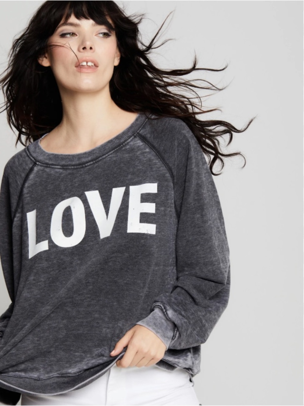 TEEGRAMS Graphic Oversized Crewneck Sweatshirt in Dark Heather | Soft Pullover